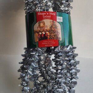 Vintage Shape 'n Stay Silver Garland Christmas Holiday Decoration 1996 NIP